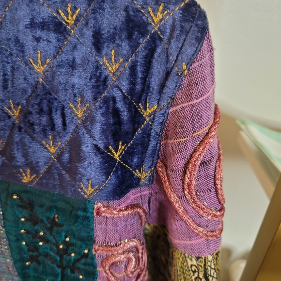 Vintage Sandy Starkman Boho Chic Jacket Abstract Patchwork Design Mixed Fabrics - Picture 12 of 12